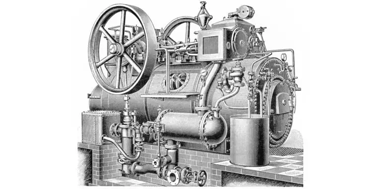 Ilustración de un motor a vapor.