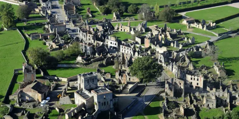 Vista aérea de las ruinas de Oradour-sur-Glane.