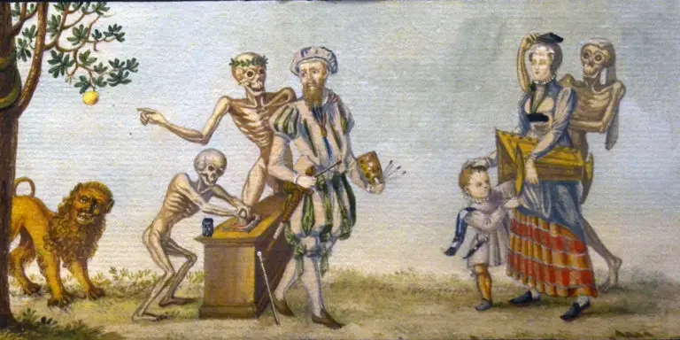 Ilustración del Totentanz o danza macabra.