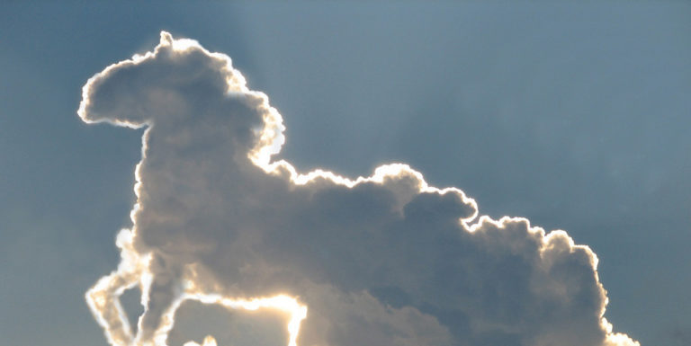 Pareidolia de un caballo en las nubes.