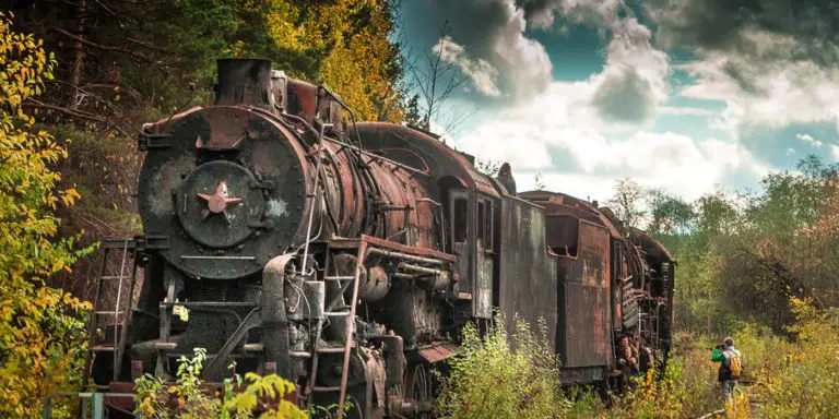 Cementerio de trenes en Shumkovo.