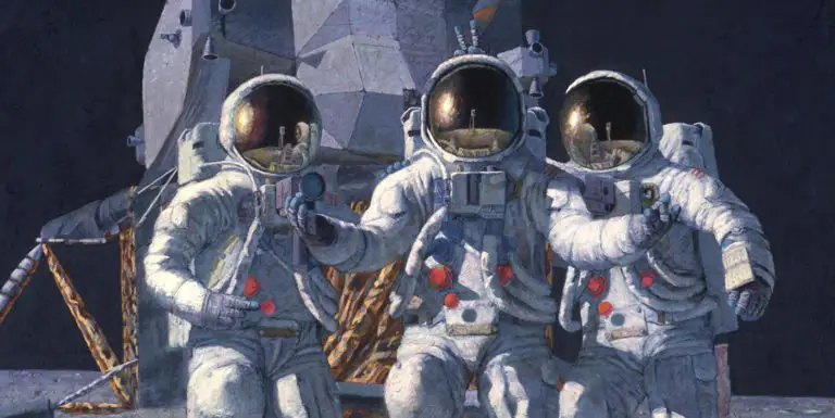 Pintura de un grupo de astronautas.