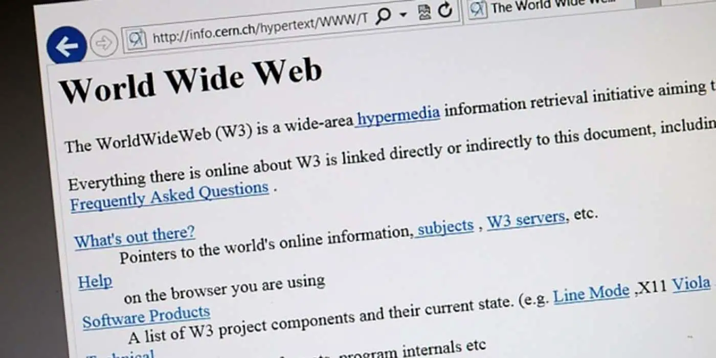 La primer página de el sitio web de Tim Berners