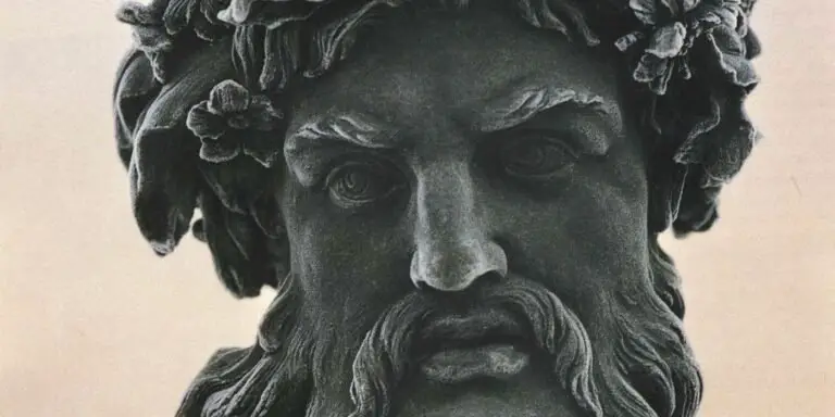 Detalle del rostro de una estatua de Zeus, una de las figuras principales en los mitos de la creación del mundo en la mitología griega.