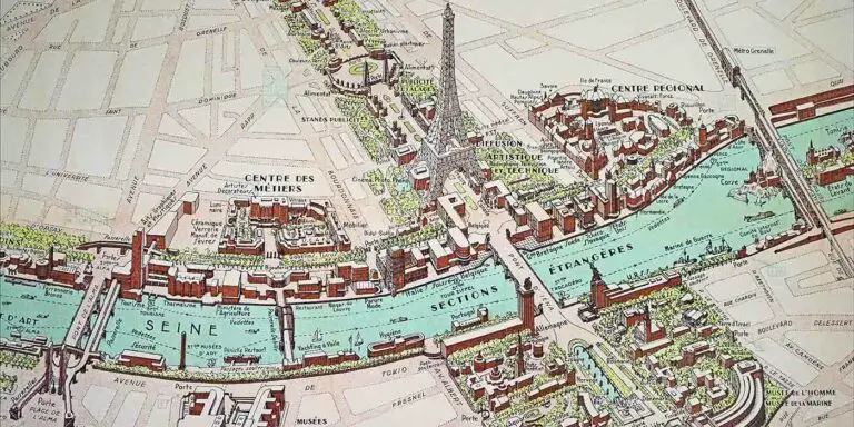 Mapa de París con los cambios realizados para la Exposición Mundial de Paris de 1937.