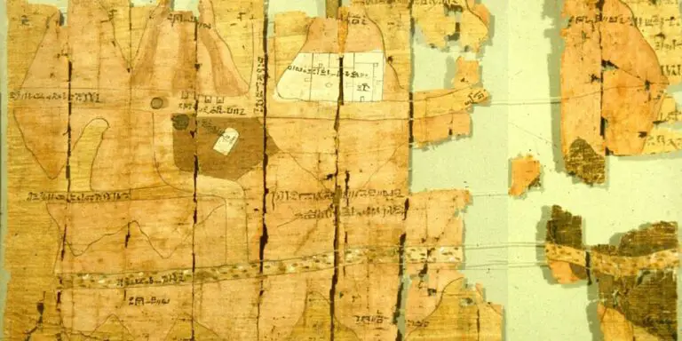 Fragmento del mapa más antiguo que se conserva, el mapa de Ramsés IV.