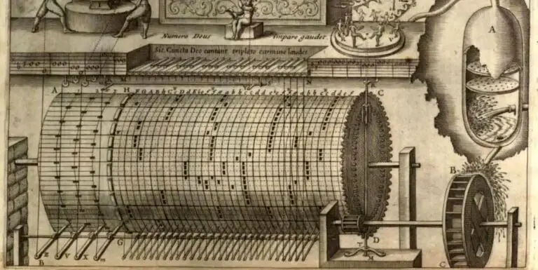 Fragmento del órgano hidráulico ideado por Athanasius Kircher para su obra Musurgia Universalis.